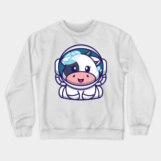 Cute baby cow wearing an astronaut suit, cartoon character Crewneck Sweatshirt